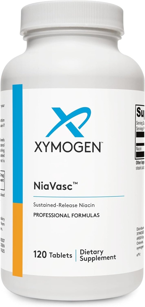 XYMOGEN NiaVasc Niacin 500mg - より少なく洗い流す効果のための持続させたRelease Niacin - サポート健康な血の脂質(120時間のReleaseのタブレット)の維持