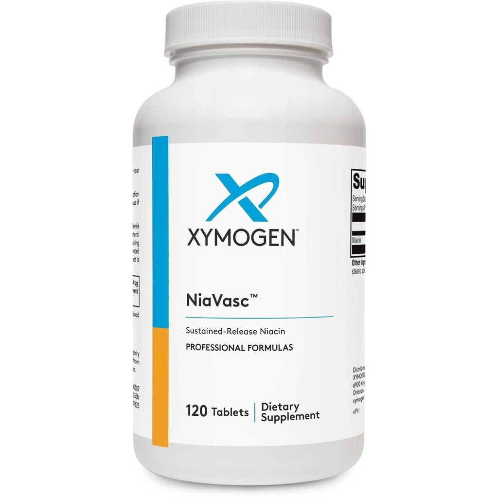 XYMOGEN NiaVasc Niacin 500mg - より少なく洗い流す効果のための持続させたRelease Niacin - サポート健康な血の脂質(120時間のReleaseのタブレット)の維持