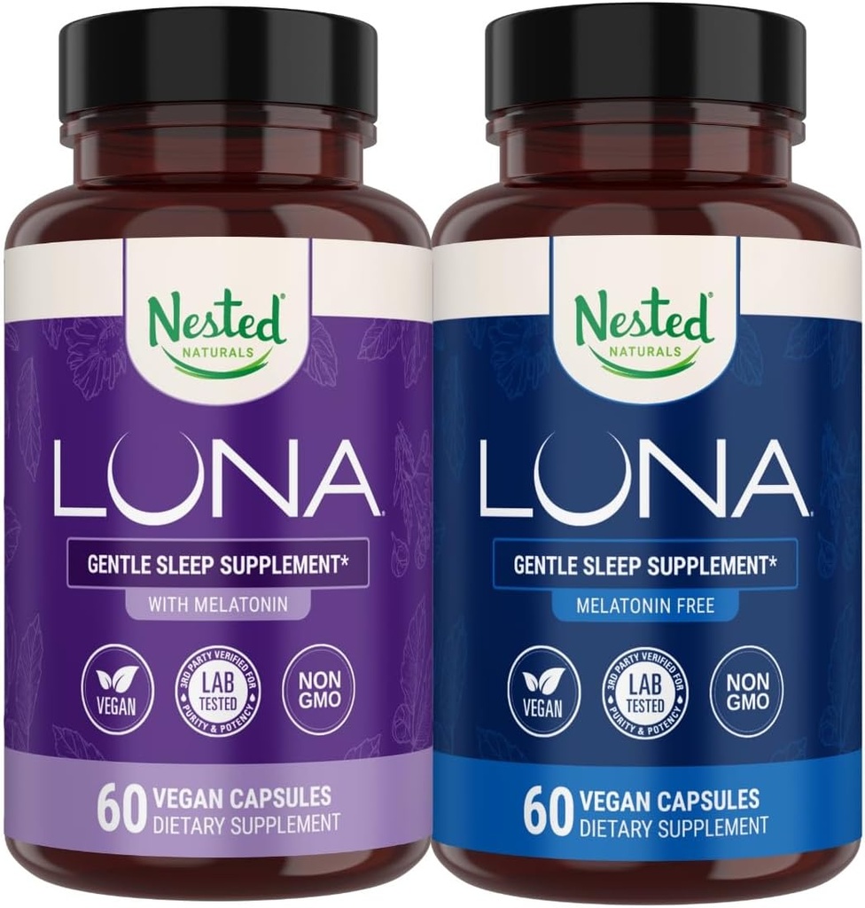 ネスト・ナチュラルズ・ルナ・スリープ・エイド・バンドル | Luna & Luna Melatonin-Free Sleep Pills with Natural Materials Melatonin, Valarien, & More (120 カウント)