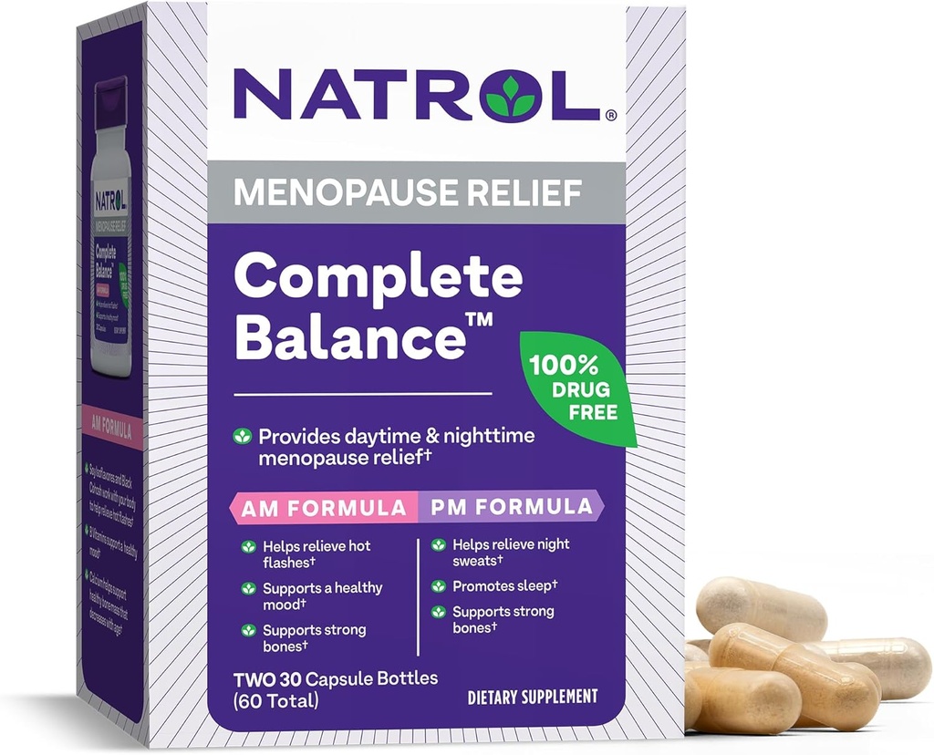 Natrolの完全バランス、月経救助のための食事療法の補足、女性のためのA.M./P.M.の月経間の救助、60のカプセル、30日の供給まで