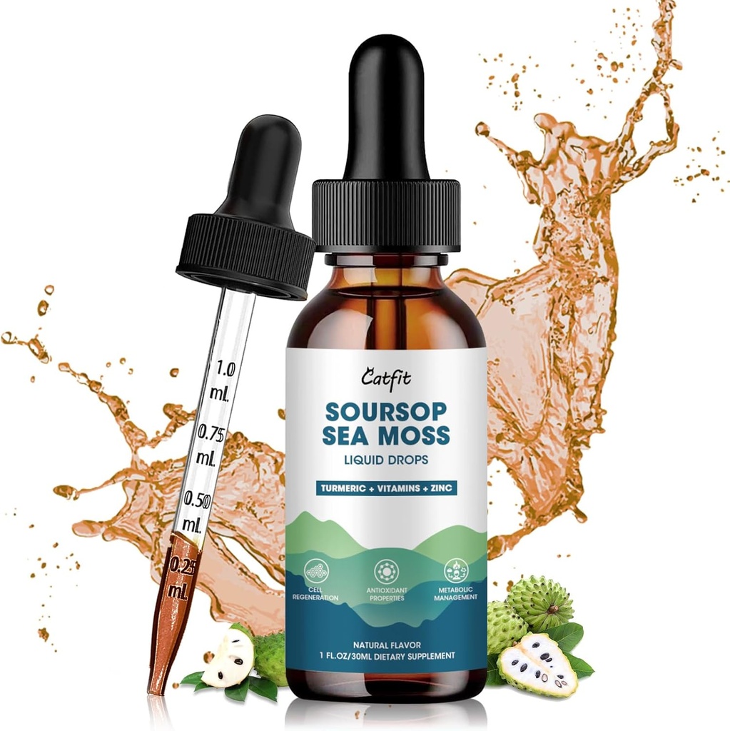 Soursop Graviolaの液体の低下、Soursopは海苔及びターメリック、細胞サポート及び再生のためのGranviola Soursopのきらめきの液体、レバー、弛緩、免疫および酸化防止サポート、1 Fl Ozを取り除きます