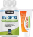 バンドル - Hem-Controlビーガン消化サポートサプリメント(180カウント)と燃焼、かゆみ、腫れのための自然な痔救済クリームを緩和(1.7オンス)プラス2トラベルサイズのチューブ