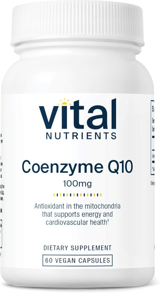 Vital Nutrients CoQ10 100mg | ビーガンサプリメント | ユビキノンのコエンザイムQ10 | 心の健康とエネルギーレベルをサポートする強力な抗酸化剤 | グルテン、酪農場、大豆フリー | GMO | 60カプセル