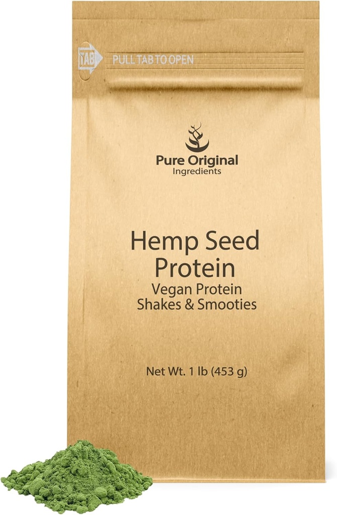 PURE ORIGINAL INGREDIENTS Vegan Hemp Seed Protein Powder (1 lb) Smoothies & Shakes, Nutty Flavor, Smooth Texture