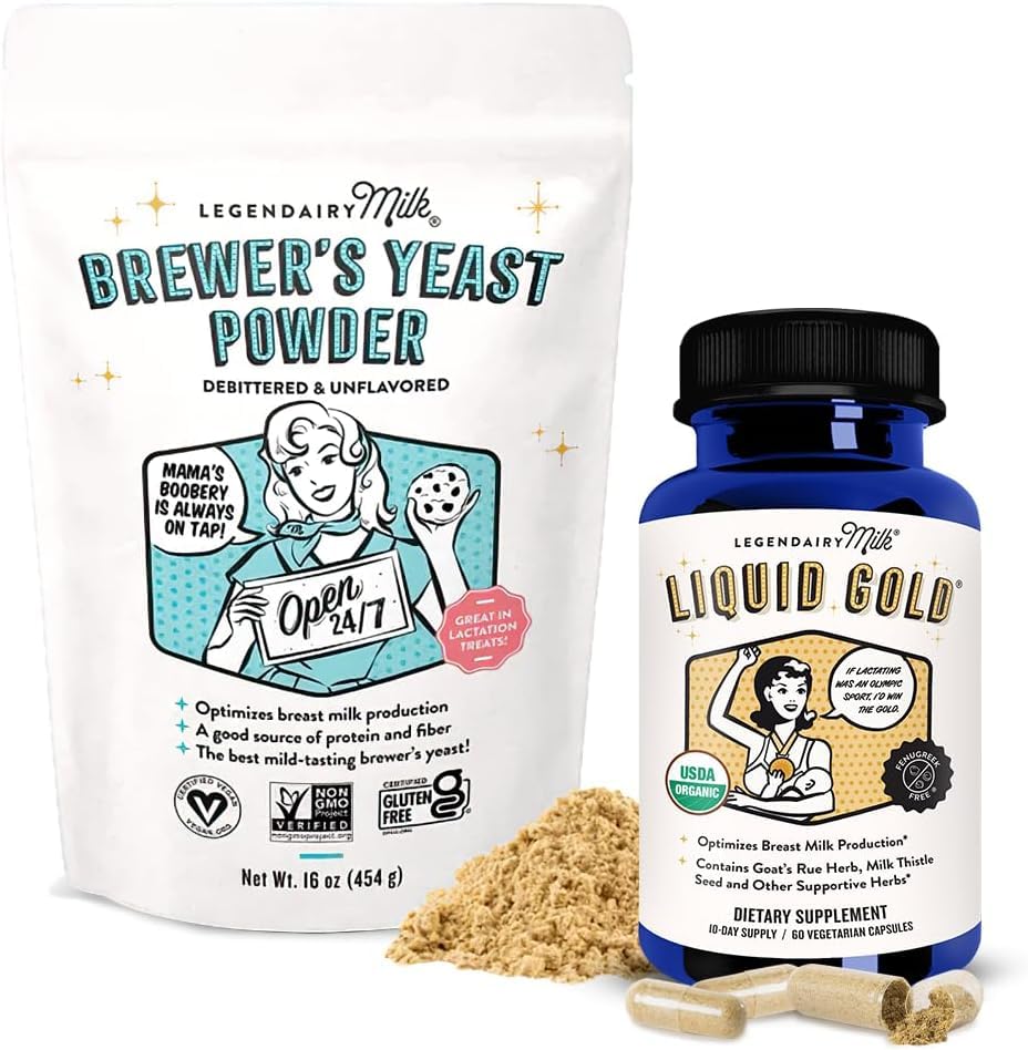 レジェンダシーミルク液ゴールド+ブリューワーズイースト、牛乳供給増加のための Breastfeedingサプリメント - Breastミルク生産のための授乳サポート - Fenugreek-Free、非GMO、