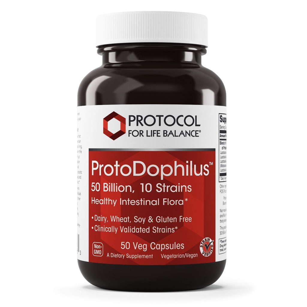 ライフバランスのためのPROTOCOL - ProtoDophilus - 50ビヨン、10ストレーナー - 消化機能と免疫の健康をサポートするための健康な腸プロバイオティックフローラ - 50ベジカプセル