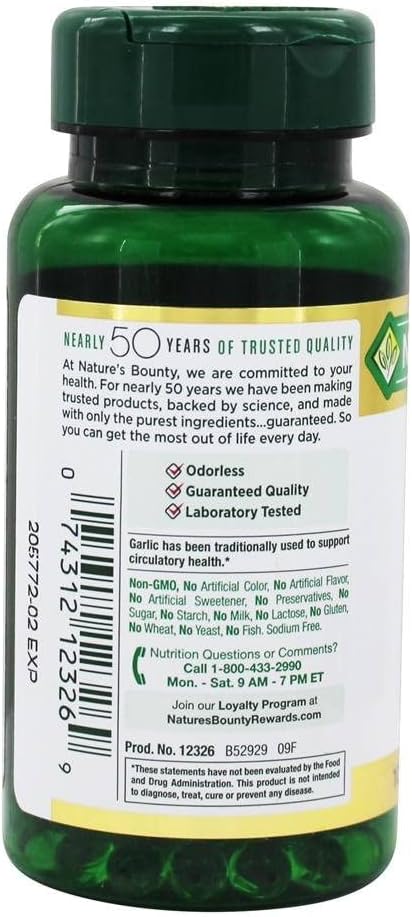 Nature's Bountyのニンニクのエキス1000のmgの100の急速な解放のSoftgels (2のパック)
