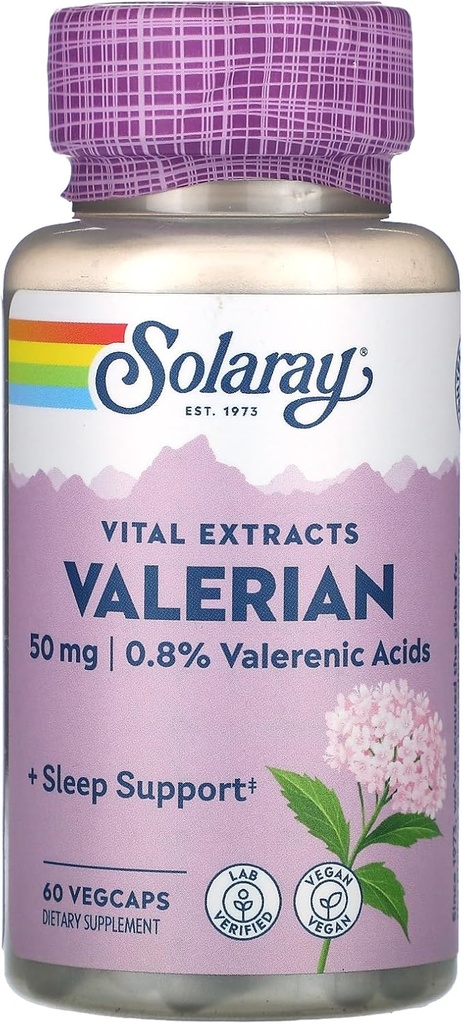SOLARAY Valerian Root Extract 50 mg | ヘルシーな睡眠サイクルのリラックスサポート | 0.8% ヴァレン酸 | 60 CT