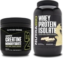 NutraBioクレアチンモノハイドレート、アンフレーバー、150gとウィープロテインアイソレート、アルパインバニラ、サプリメントバンドル - 筋肉エネルギー、リーン筋肉の成長、回復、および強度