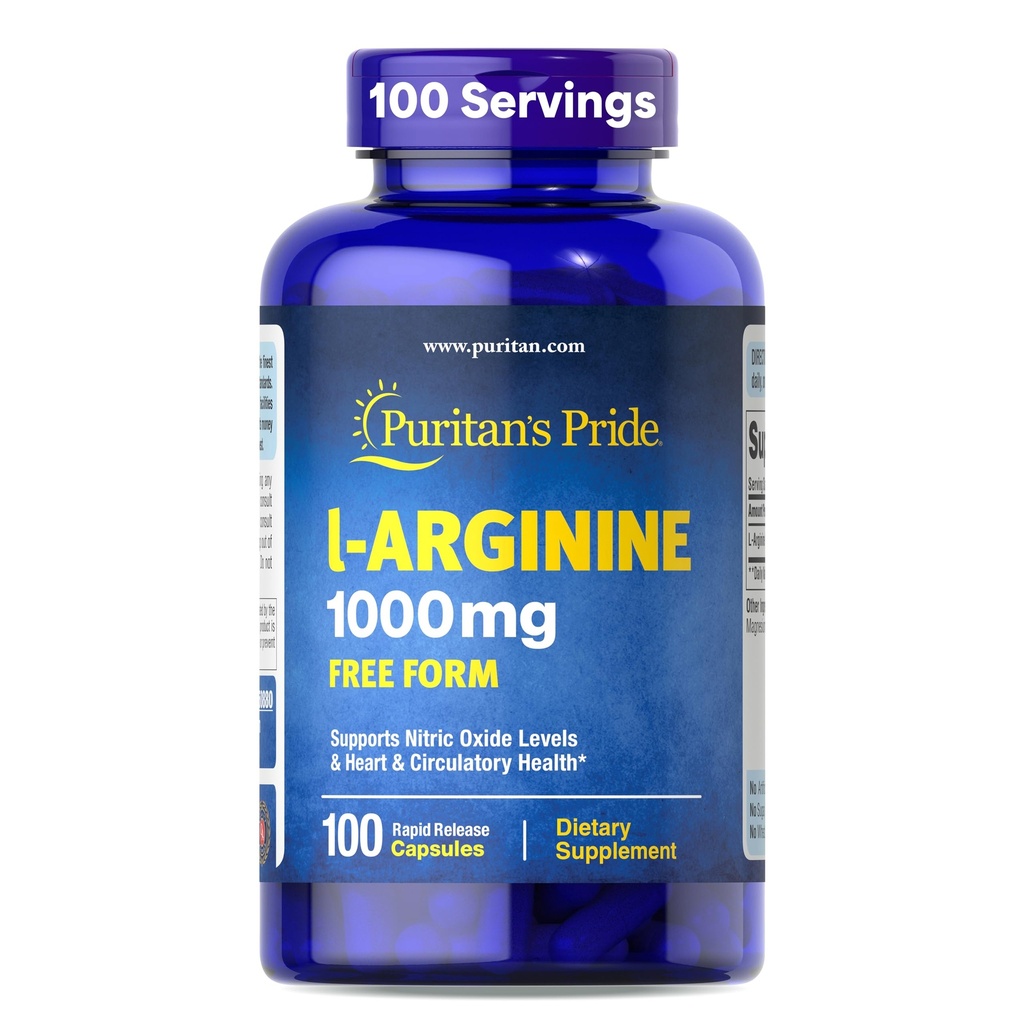 Puritan's Pride L-Arinine 1000mg、栄養補助食品は、ニトリ酸化物レベルと心臓と循環熱、100日供給、100錠をサポートしています