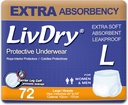LivDry大人のIncontinenceの下着、余分吸収性の大人のおむつ、漏出保護、大きい、72-Pack