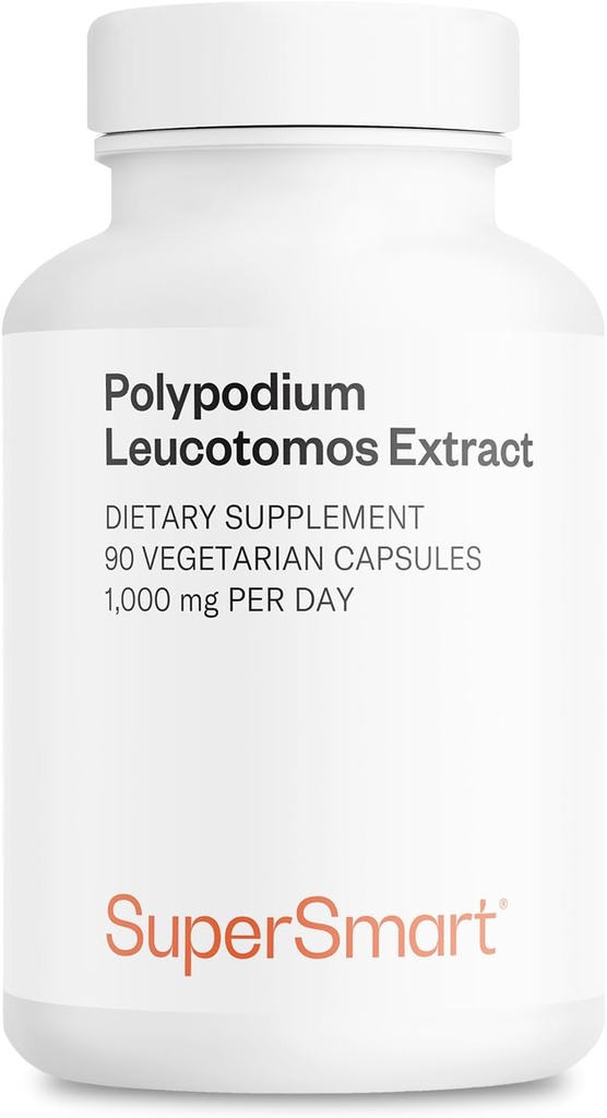 Supersmart - Polypodium Leucotomos Extract 1000 mg per Day (PLE Supplement) - Skin Protection & Health - Antioxidant Formula - Fern Extract | Non-GMO & Gluten Free - 90 Vegetarian Capsules