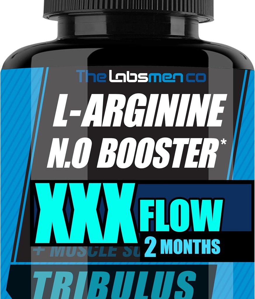 L Arginine Nitric Oxide Supplements for Men - Happy Wife, Happy Nights Help Increase Blood Flow Circulation, Muscle Pump Pre Workout, Male Endurance w/Tribulus - 2 Mons