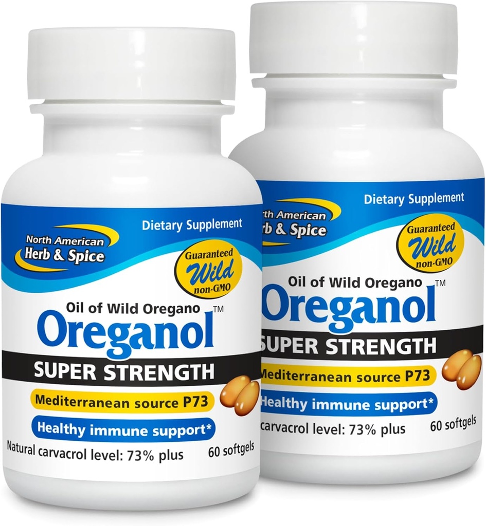 北アメリカのハーブ & スパイススーパー 強度 Oreganol P73 - パックの 2, 60 ソフトゲル - 免疫システム サポート - ビーガンフレンドリーな野生オレガノ - 非GMO - 120 総サービング