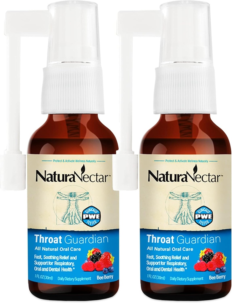 NaturaNectar - Bee Propolis Throat Spray - ユニークな Throat Rescue and Wellness Agent - ブラジルのBeepolis Throat Guardian Spray - 倫理的な養蜂 - 蜂蜜蜂の蜂の蜂の果実味(2パック、1.06 Fl Oz)
