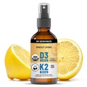 有機ビタミンD3 5000 IU(Lichen) + K2 120 mcg(発酵チクペア)、免疫、骨と心臓の健康とカルシウム吸収 | ミネラル、レモン&シトラス、砂糖フリー、スプレー(1FL OZ、30 サービング)をトレース
