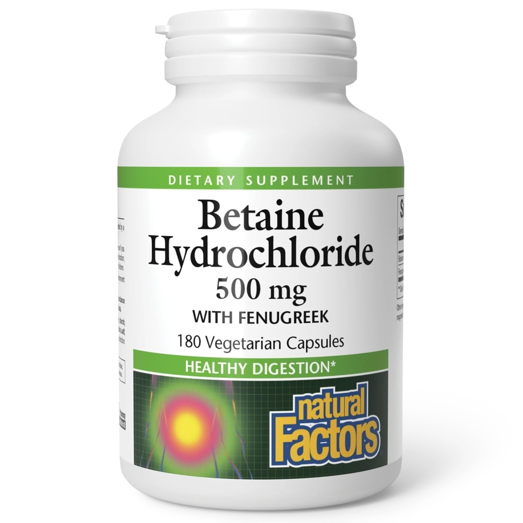自然な要因、Btaine HCL 500のmg、サポート健康な消化および健康な微生物、180のカプセル(180のサービング)