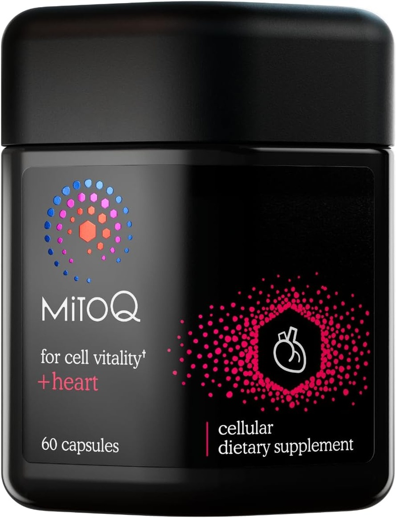 MitoQ +Heart Premium CoQ10 Antioxidant - Contains Mitoquinol Mesylate, Magnesium, L-Carnitine & Vitamin D3 - Supports Cardiovascular and Circulatory Health, & Cell Vitality (60 Capsules)