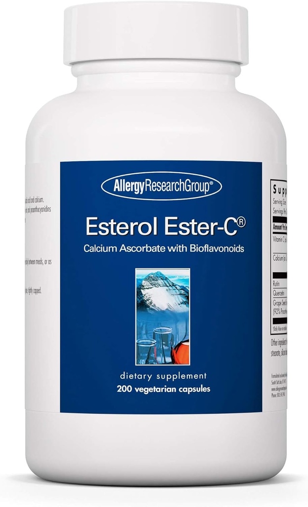 Allergy Research Group Esterol Ester-C - Vitamin C 1350mg Supplement, Immune Support, Calcium Ascorbate with Bioflavonoids, Ascorbic Acid, Rutin, Quercetin, Vegan Capsules - 200 Count