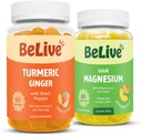 BeLiveは、リラックス、睡眠、インミューンサポート、モビリティサポートのためのマグネシウムおよびターメリックグミーを束ねます