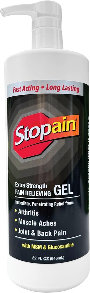 Stopainの痛みの軽減のゲル32oz、米国は、Menthol、MSMの共同苦痛、背部苦痛、関節炎、膝、首の苦痛、HSA FSAによって承認されるOTC Topicalの鎮痛剤プロダクトとの最高の強さの速い代理をしました