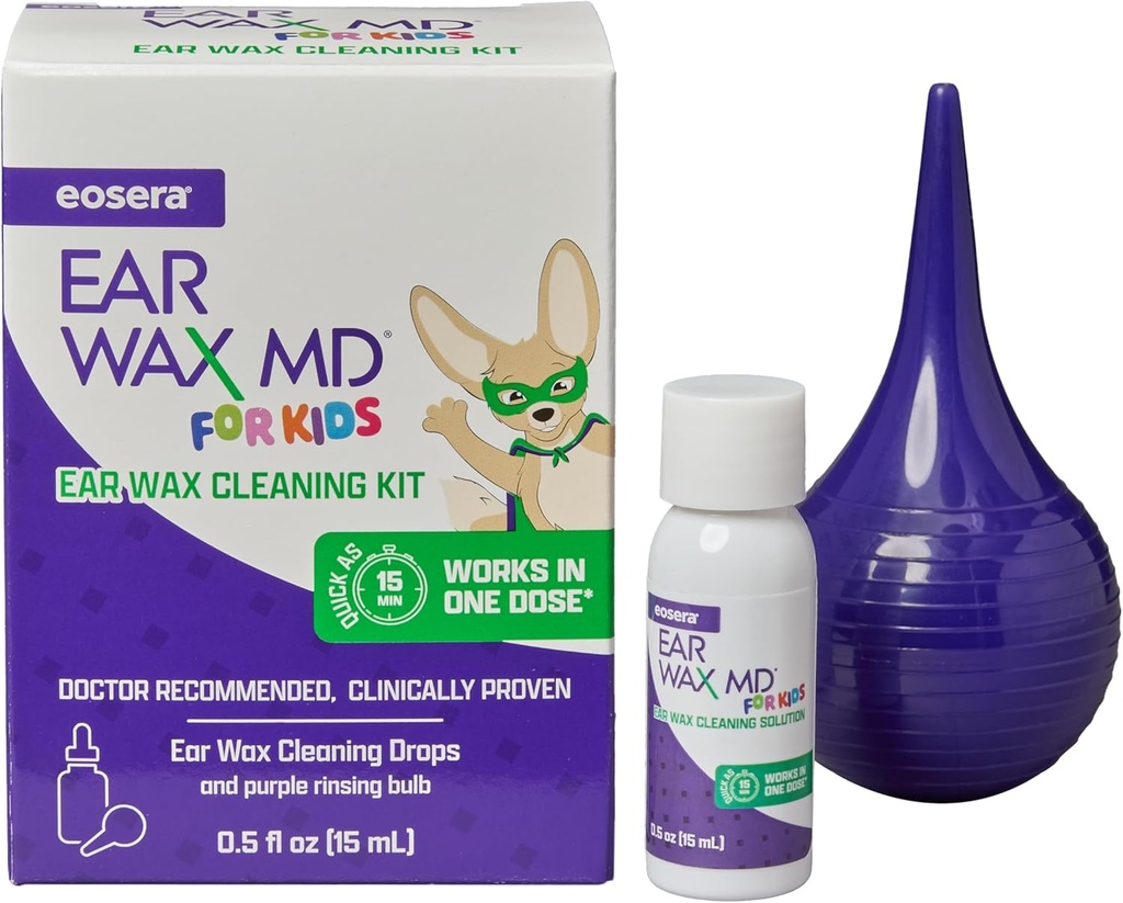 eosera® イヤーワックス MD® 子供のための - ワックスクリーニングキット リンス バルブ 15mL | 断食 | 破壊・解体ワックス わずか 1 トリートメント | 臨床的に実績 | ジェントル & セーフ