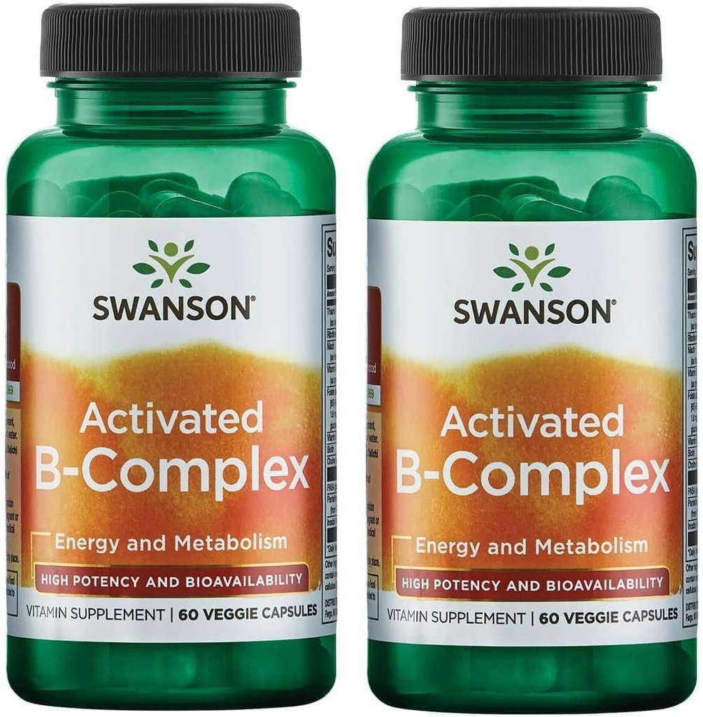 Swanson Activated B-Complex - High Potency and Bioavailability (60 Veggie Capsules) (2 Pack)