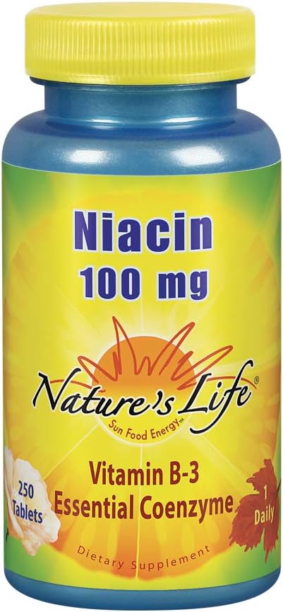 Natures Life Niacin 100mg | ビタミンB3サプリメント | ヘルシーな血液脂質・循環・皮膚サポート | 250CT