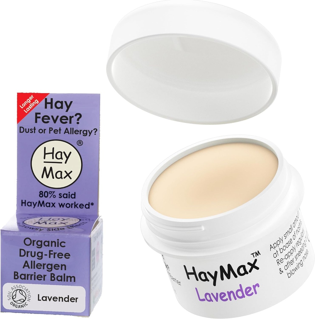 ヘイマックス・アレルゲン・バリア・バルム - ラベンダー0.17 fl oz - オーガニック、ナチュラル&非眠気 ヘイ・ファーバー&アレルギー救済バーム - ブロック・ポーレン&その他のアレルゲン粒子 - 大人、子供、妊娠中の女性に最適です
