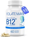 L-Methylfolate + B12 の Methylcobalamin のブレンド 7.5mg - 60 のカプセル-活動的な葉酸及びメチル化された B12-5-MTHF 及び 男性及び女性のための B12 の補足-非 GMO のグルテンフリー、注入口無し