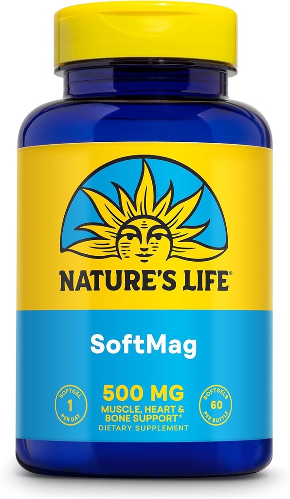 NATURE'S LIFE SoftMag 500 mg - マグネシウムコンプレックス - 骨の健康、筋肉、心臓の健康サポート - 簡単にSwallow Softgels - 60日間保証、60のサービング、60ct