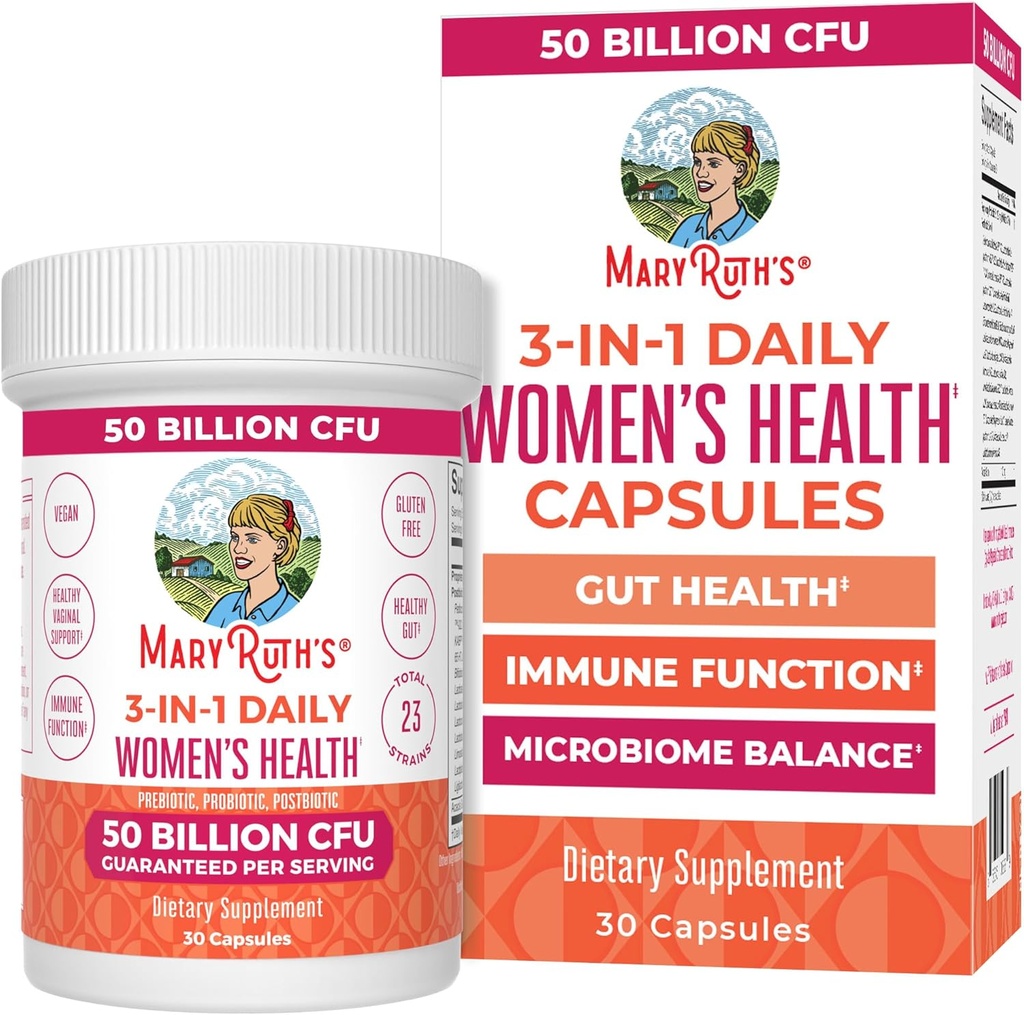 MaryRuth Organics 3-in-1 Daily Health Probiotics for Women | 臨床検査 | ホルモンサポート & Gut Health Supplement | 50 Billion CFU | アレルゲンフリー | 30カラット