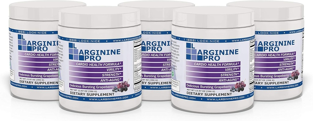 L-ARGININE PRO | 5,500mg L-Arginine Plus L-Citrulline 1,100mg Grape Powder Drink Mix Supplement for Increased Nitric Oxide Production