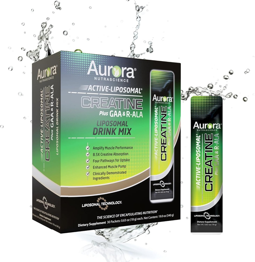 Aurora Nutrascience Active Liposomal®, Creatine Plus GAA & R-ALA, 30 Packets, 0.63 oz (18 g) Each