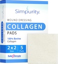 Collagen Dressing Pads - 2" x 2" 5 Count Collagen Pads for Wounds - Non-Adherent Collagen Dressing for Wound Care - Safe n' Simple Wound Care Supplies