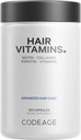 Codeage Hair Vitamins 10000 mcg Biotin, Keratin, Collagen, Vitamin A, B12, C, D3, E, Zinc, Turmeric, Probiotics, Enzymes, Inositol - Hair Care Support - Healthy Hair Supplement Pills - 120 Capsules
