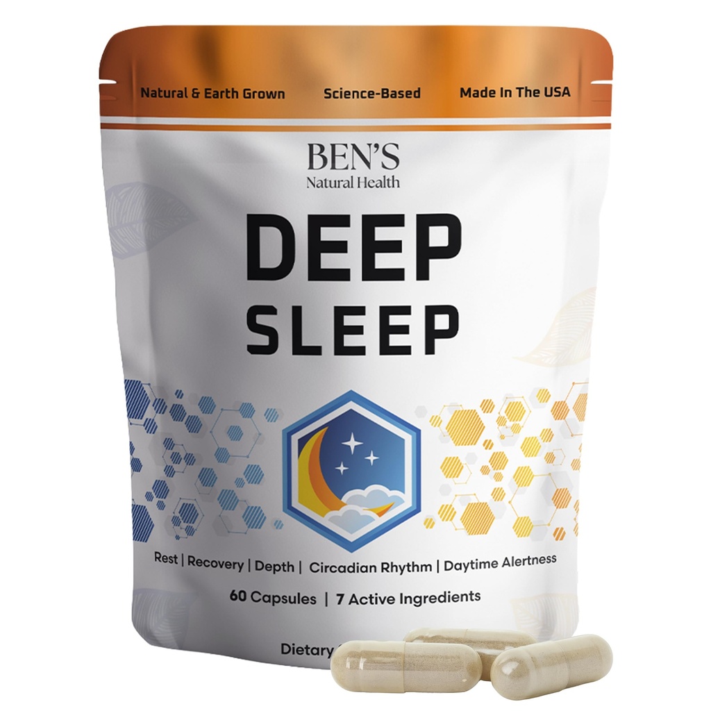 ベンの自然な健康の深い睡眠サポート補足、Melatonin、Valerian、Chamomileおよびラベンダー、30カプセル