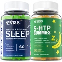 Melatoninの自由な睡眠の援助のガミー+大人のための5-HTPのグミies、GABA、L-テアニン、L-Tryptophan、マグネシウム、Ashwagandhaのターメリック-形成する、バナナのエキスは深い弛緩、カルムのための助けます