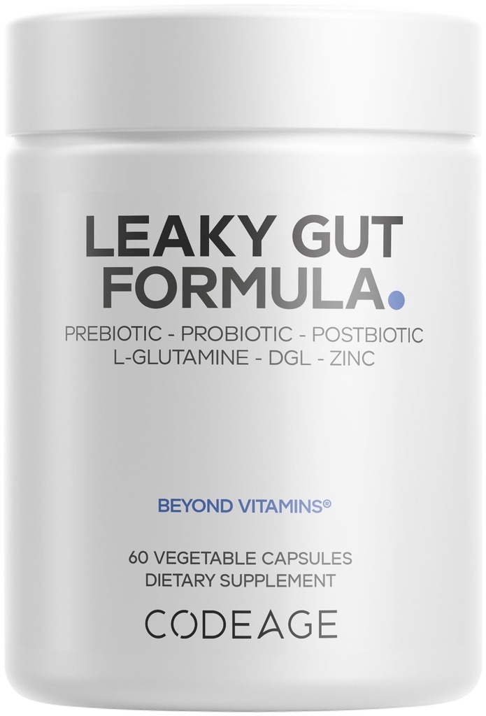 Codeage Leaky Gutサプリメント, L-Glutamine, N-Acetylglucosamine, Probiotic, butyric 酸, ポリフェノール, ケルセチン, DGL, マーシュマロルート, ベルベリン, バイオパイン, シナモン, 完全菜食主義者の, ビーガン, 非GMO, 60カプセル