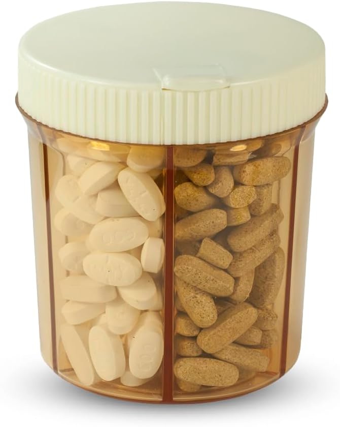 Vitanizerのビタミン及び丸薬のオルガナイザー-容易な回転ふたディスペンサーが付いている6のコンパートメントの箱-すべてのサイズのタブレット及び補足-丈夫、安全、紫外線保護プラスチックに合います