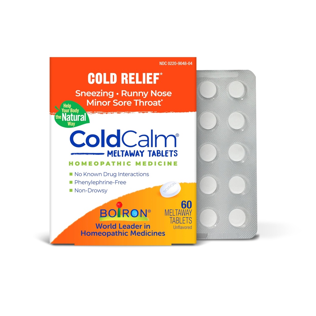 Boiron ColdCalmは、Sneezing、Ranny Nose、Sore Throat、Nasal Congestionなどの一般的な風邪症状の救済のためのタブレット - 非眠気 - 60カウント
