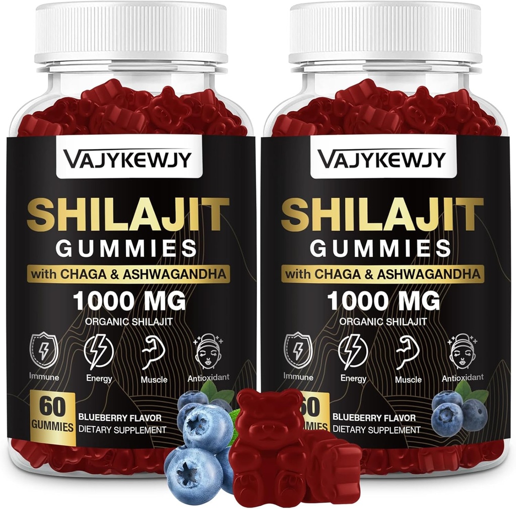 1000 MG シラジット グミー、85 + トレース鉱物、フルヴィク酸、男性と女性のためのシラジット、シラジット樹脂、エネルギー、脳、免疫、120カウントのためのシラジットヒマラヤ有機
