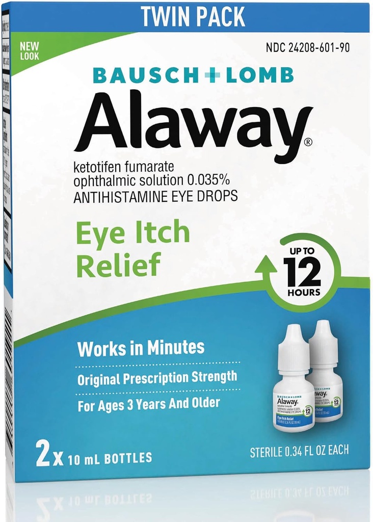 Alaway Antihistamine, Eye Itch Relief Drops, Twin Pack, 0.34 fl oz Each