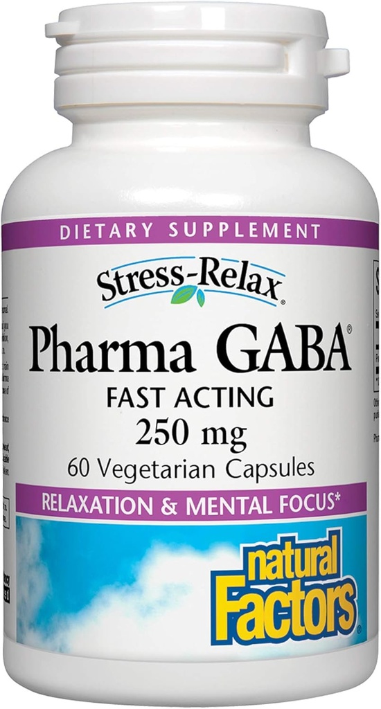 Natural Factors Pharma GABA - Dietary Supplement Supports Calm Sleep & Sleep Quality - Natural, Fast-Working Supplement Aids Focus & Brain Health - 60 Chewable Tablets (60 Servings)