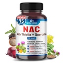 NACサプリメント N-Aetyl Cysteine 乳酸菌、ケルセチン - サポート免疫、呼吸器の健康と肝臓の解毒 | 150 カプセル
