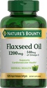 Nature's Bounty Flaxseedとオメガ3、栄養補助食品、心血管の健康、1200mg、Softgels、125ctをサポート