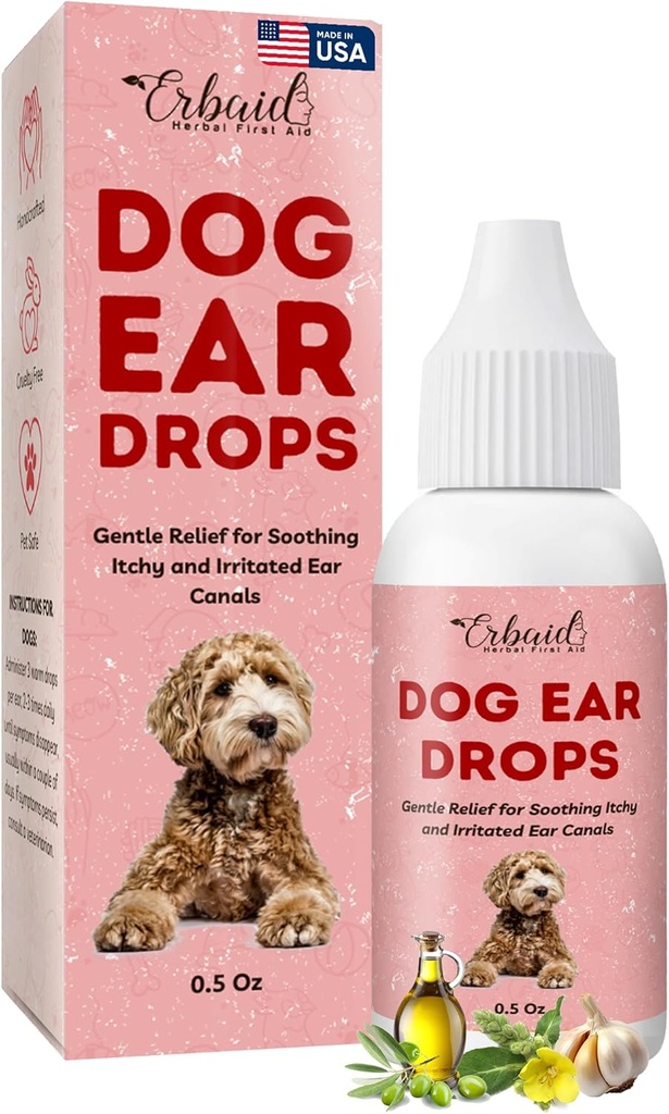 犬の耳の洗剤–犬の耳の感染症のためのすべての自然な耳の低下–イースト臭気、Loosens Waxを除去して下さい、感染を防ぎます、かゆみを取り除く–安全な、穏やかな、有効なかゆみの耳救助、米国で作られる
