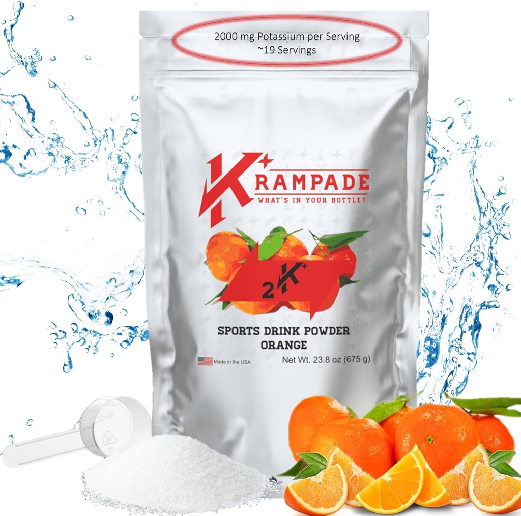 Krampade電解液パウダーカリウムサプリメント - 2000mg K +、 >2Xよりココナッツ水  ランプの救済と予防  水分補給パウダー