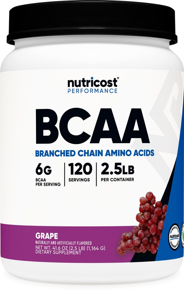 Nutricost BCAAパウダー(グレープ、120サービング) - グルテンフリー、非GMO、ベジタリアン、最適2:1比