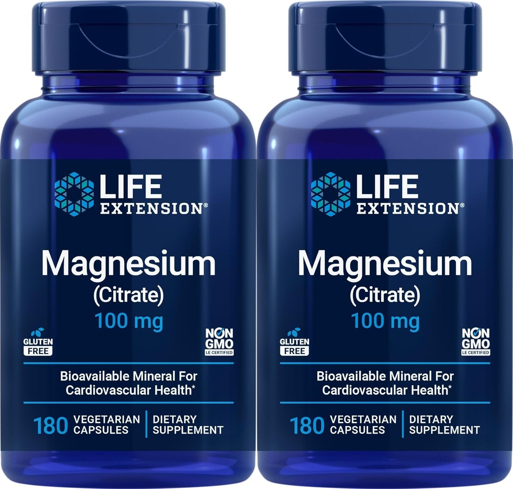 ライフエクステンションマグネシウム(Citrate)100mg、180ベジキャップ(パッケージ2) - マグサプリメント